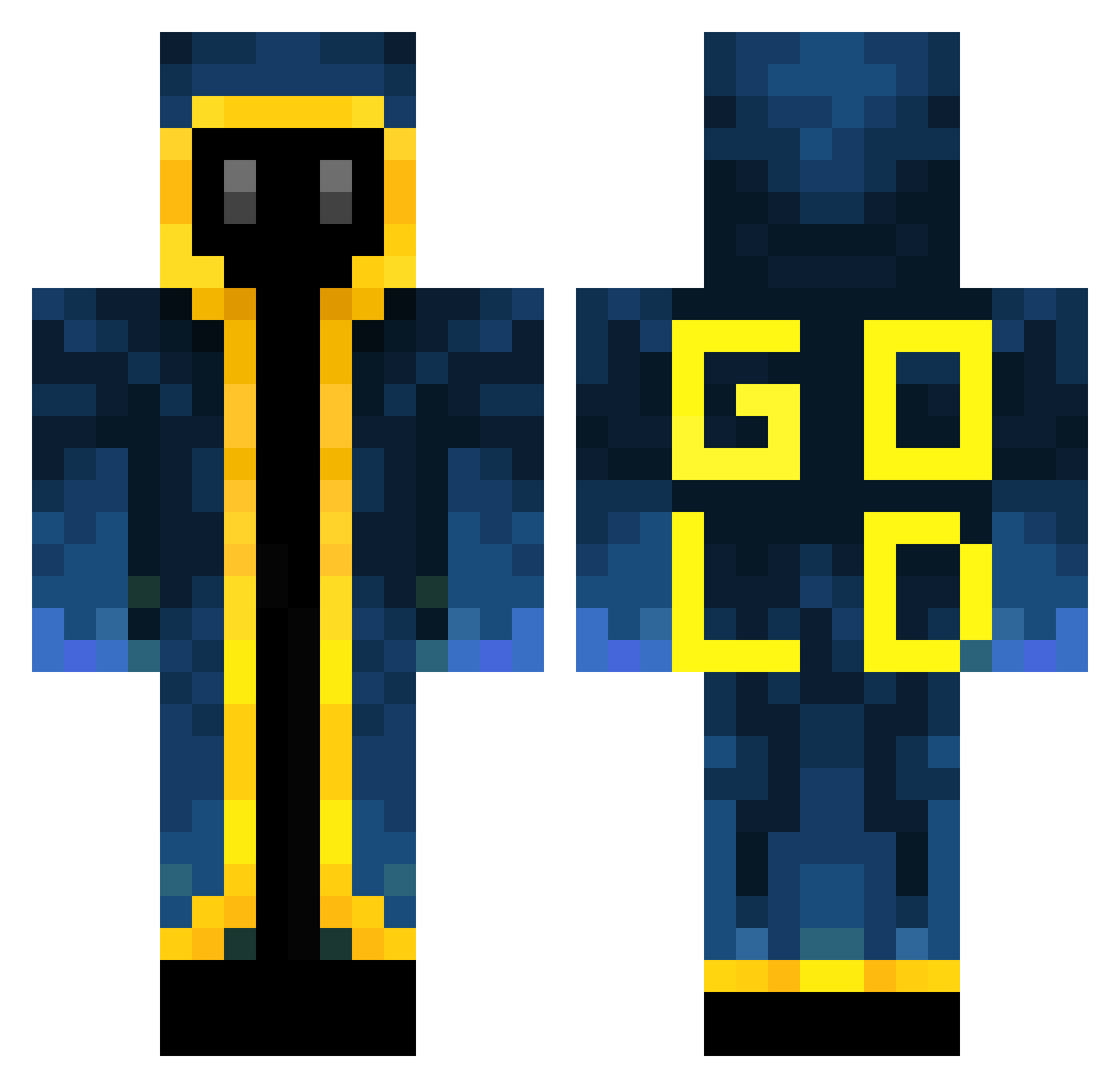 TioShadow Minecraft skin, front and back view