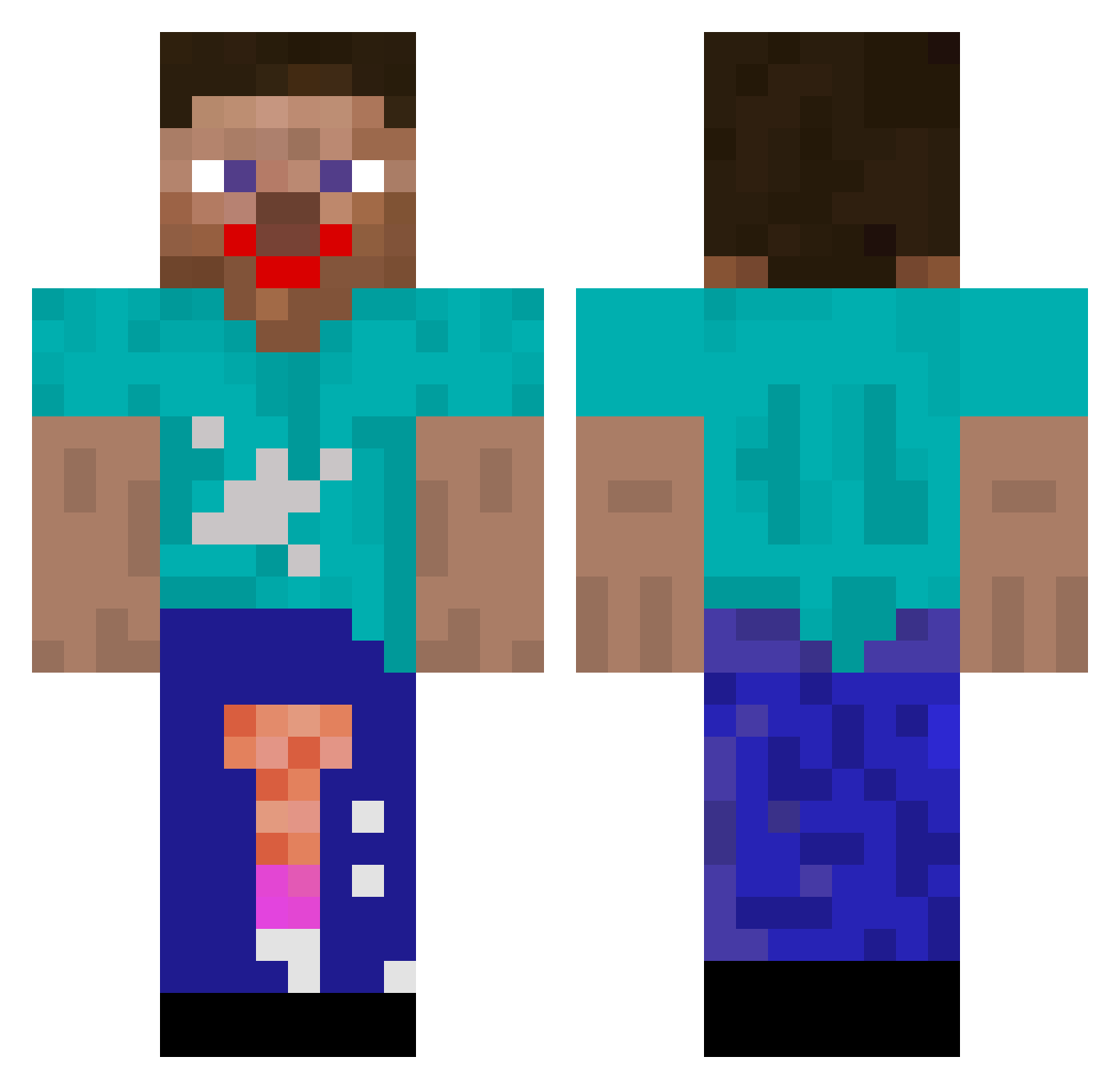 Thistles Minecraft skin, front and back view
