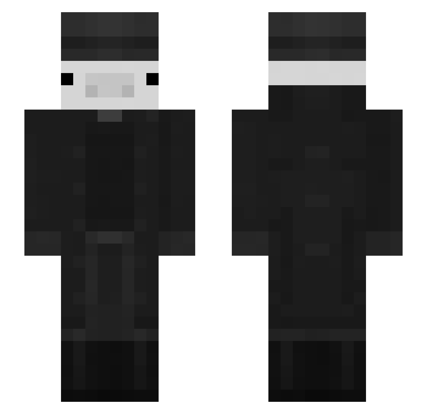 Axelismoo Minecraft skin, front and back view