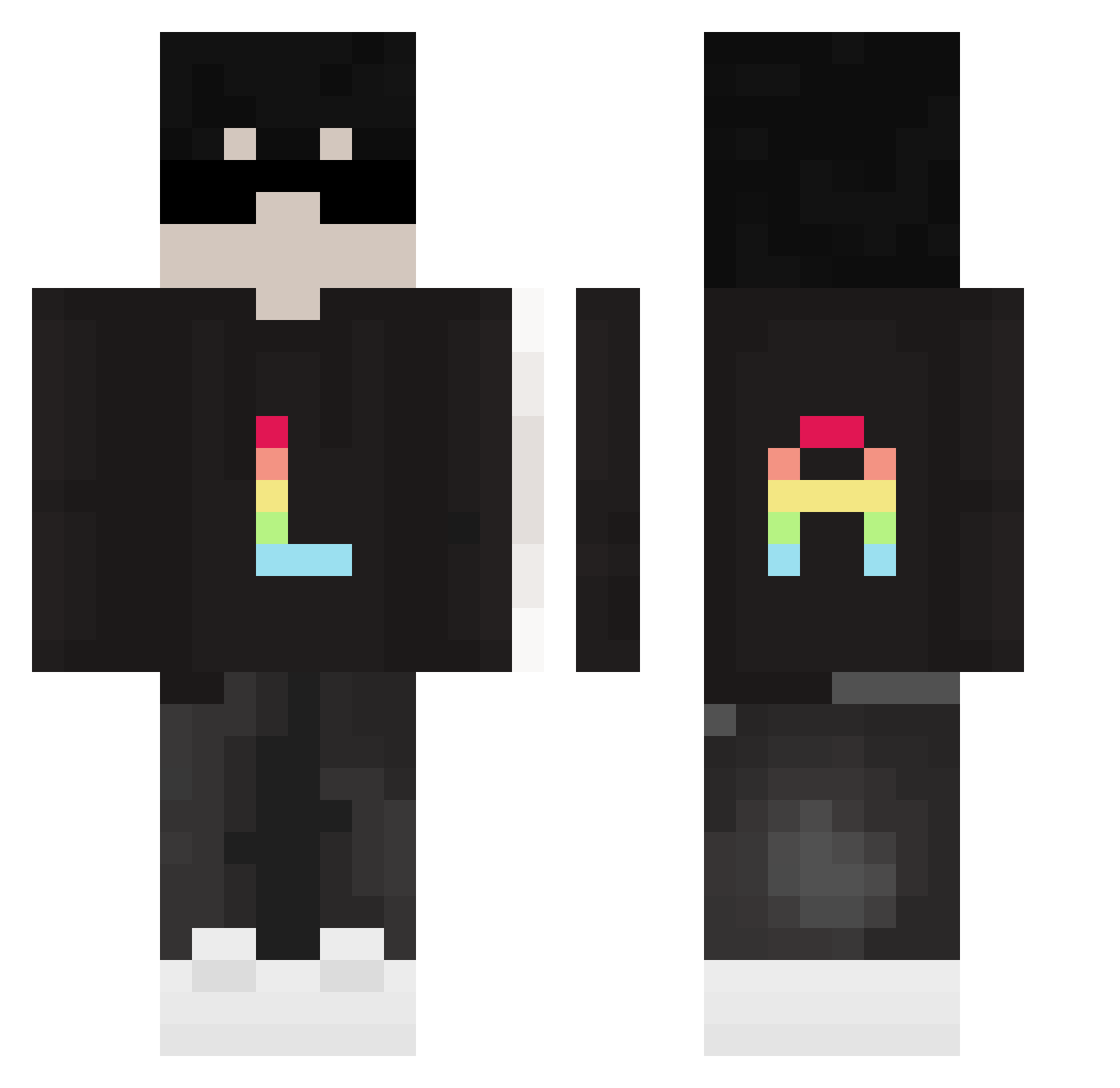 Sasuske Minecraft skin, front and back view