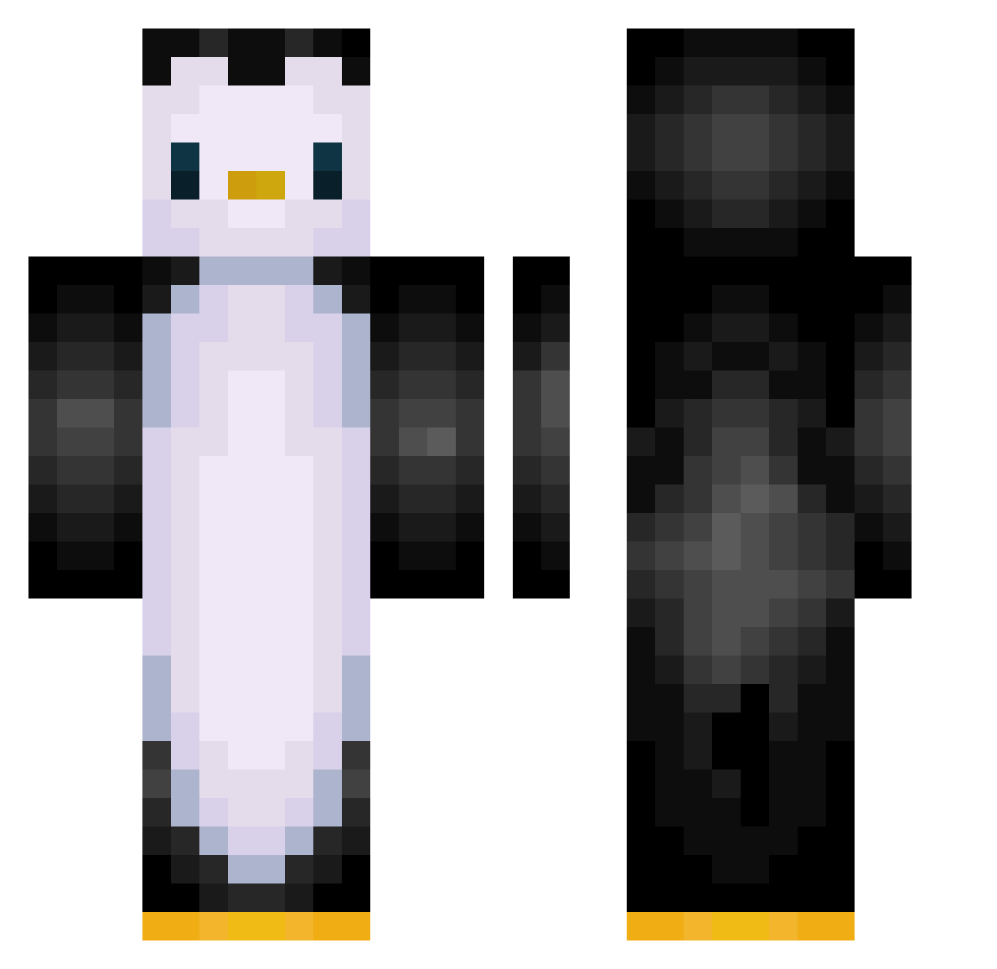 W1pes Minecraft skin, front and back view