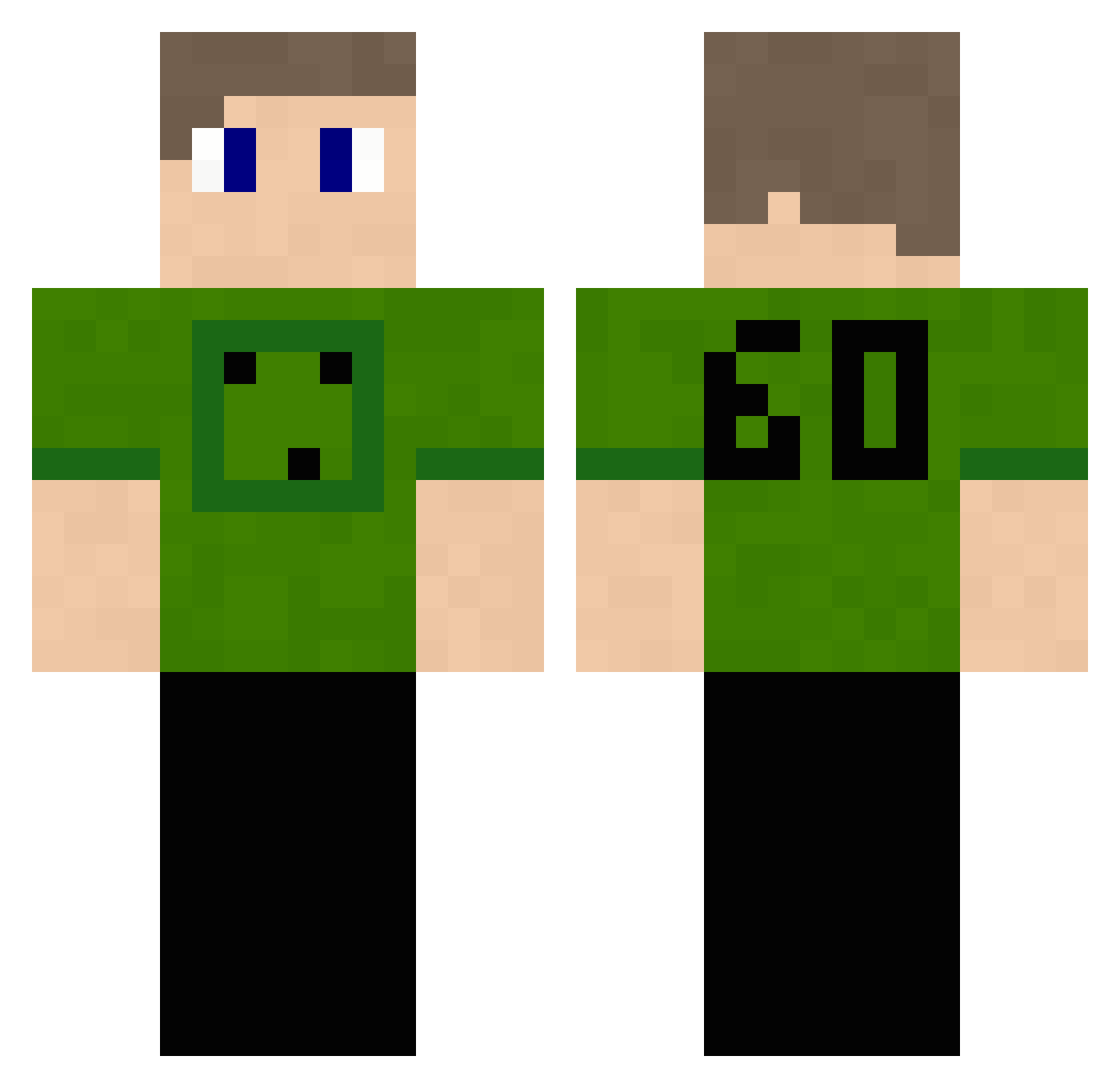 Slimeman60 Minecraft skin, front and back view
