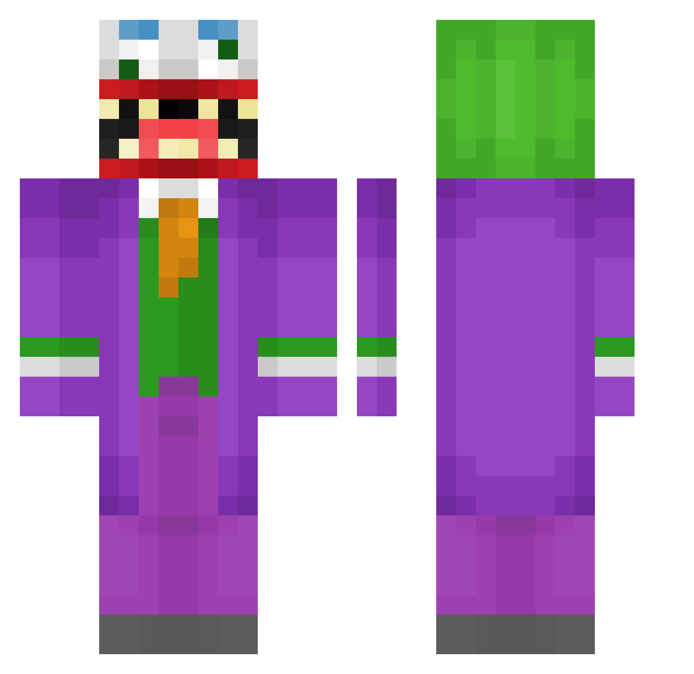 Popo_Roshi Minecraft skin, front and back view