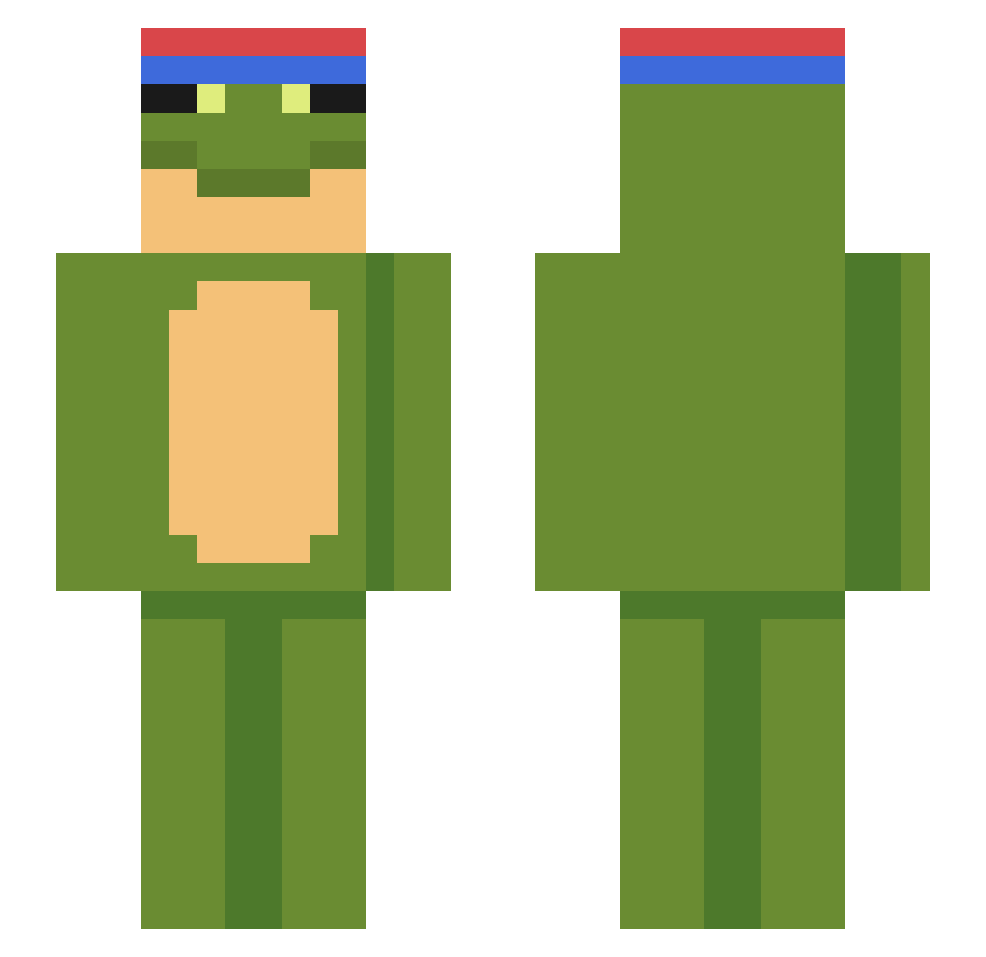 CreeperKing068 Minecraft skin, front and back view