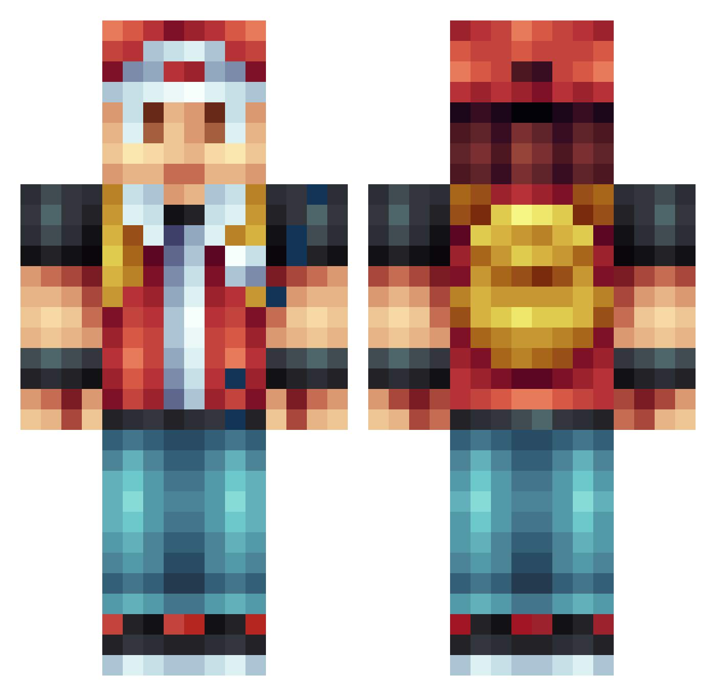 ADRIANXX5 Minecraft skin, front and back view