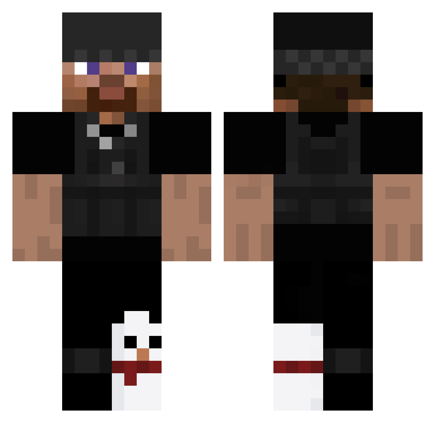 2amEvo Minecraft skin, front and back view