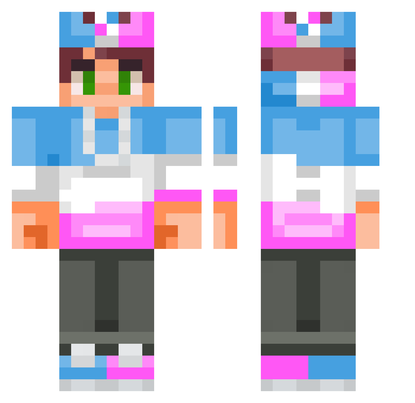 DCsKids Minecraft skin, front and back view