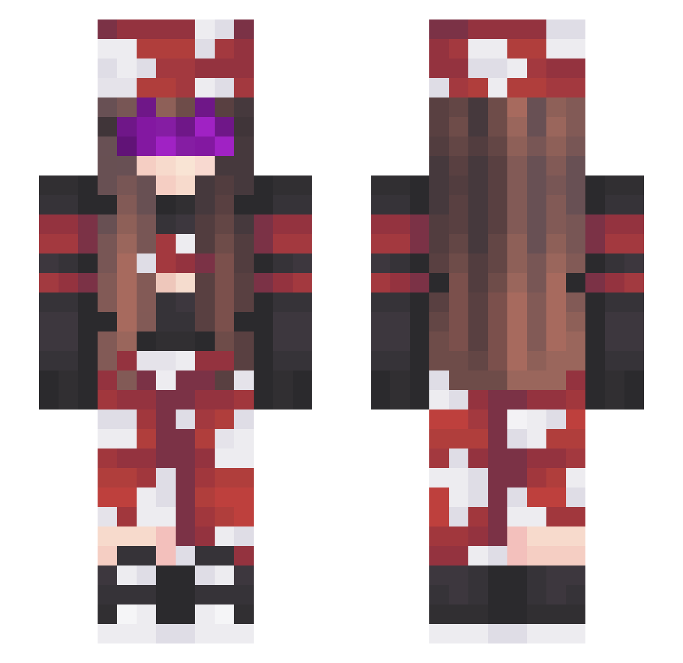 FbCi Minecraft skin, front and back view