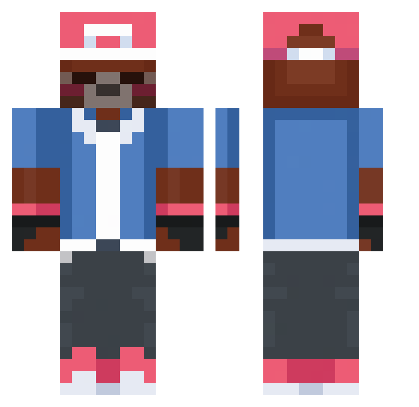Fishy001 Minecraft skin, front and back view