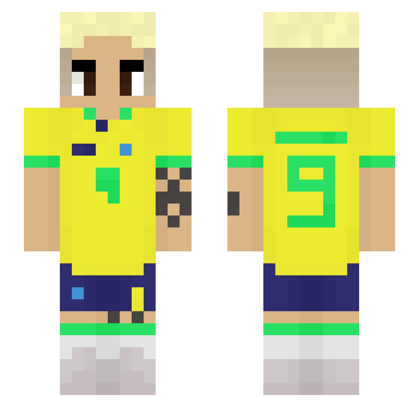 yValid Minecraft skin, front and back view