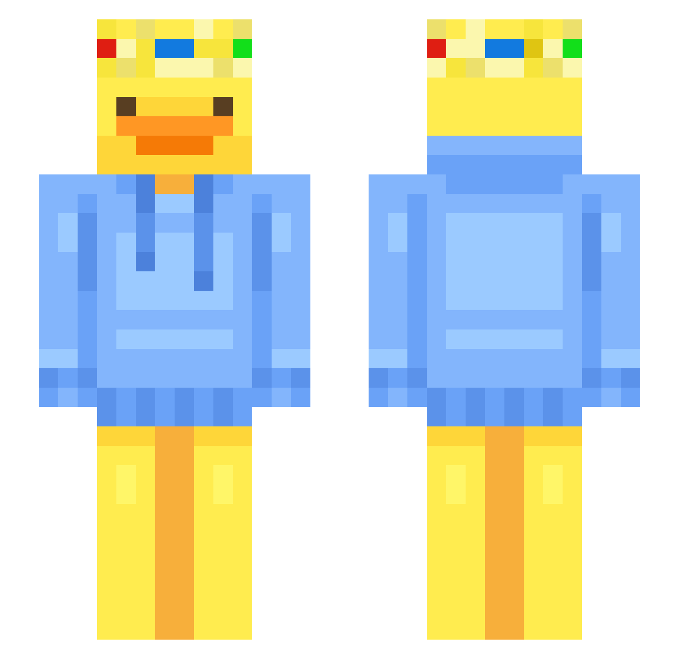 WaddlezMC Minecraft skin, front and back view