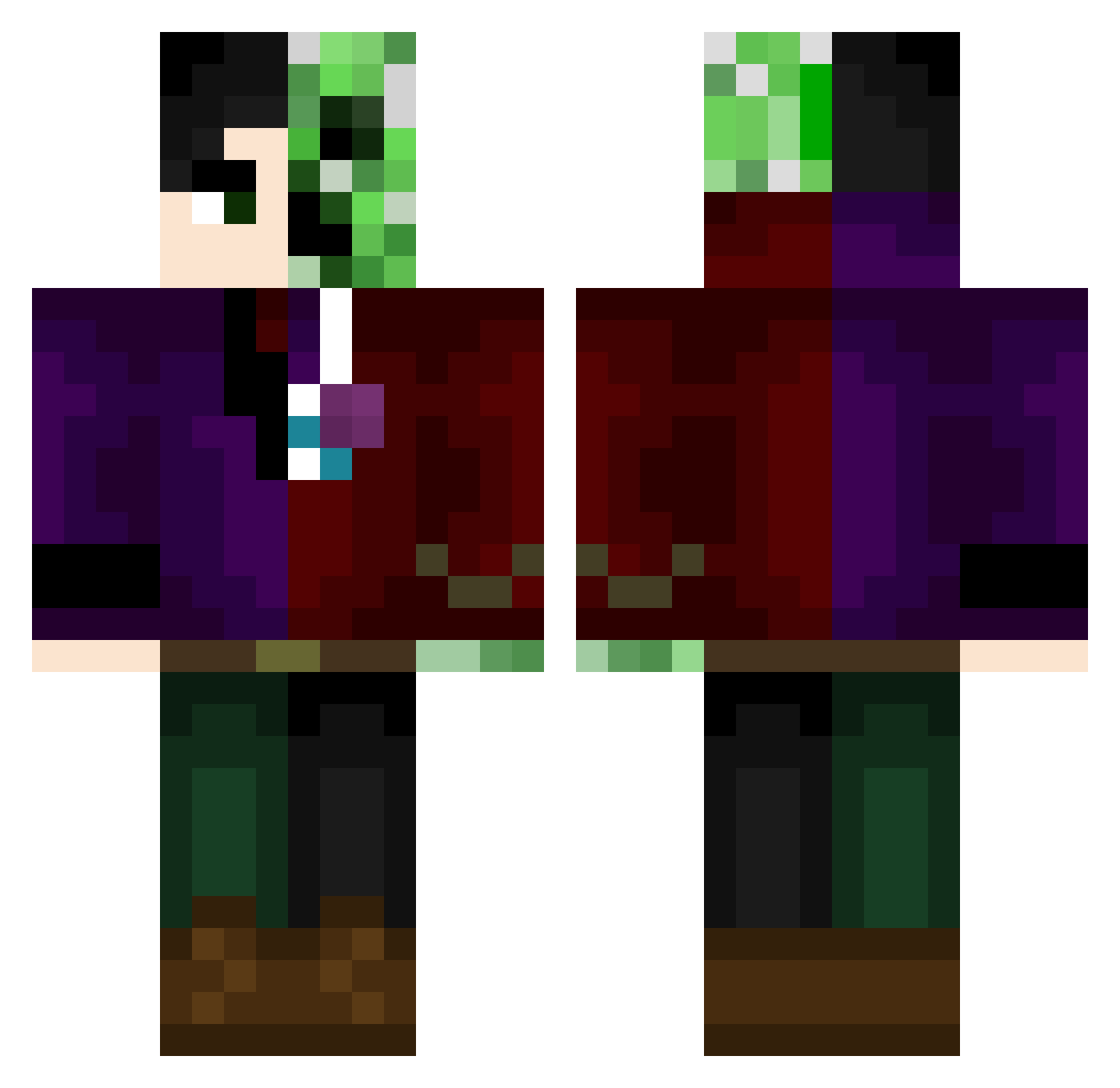 earthmove Minecraft skin, front and back view