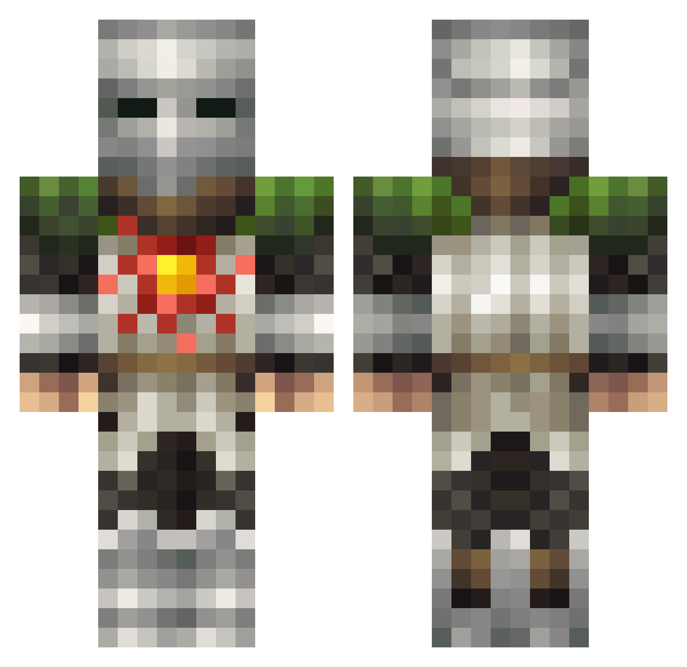 HogNuts Minecraft skin, front and back view