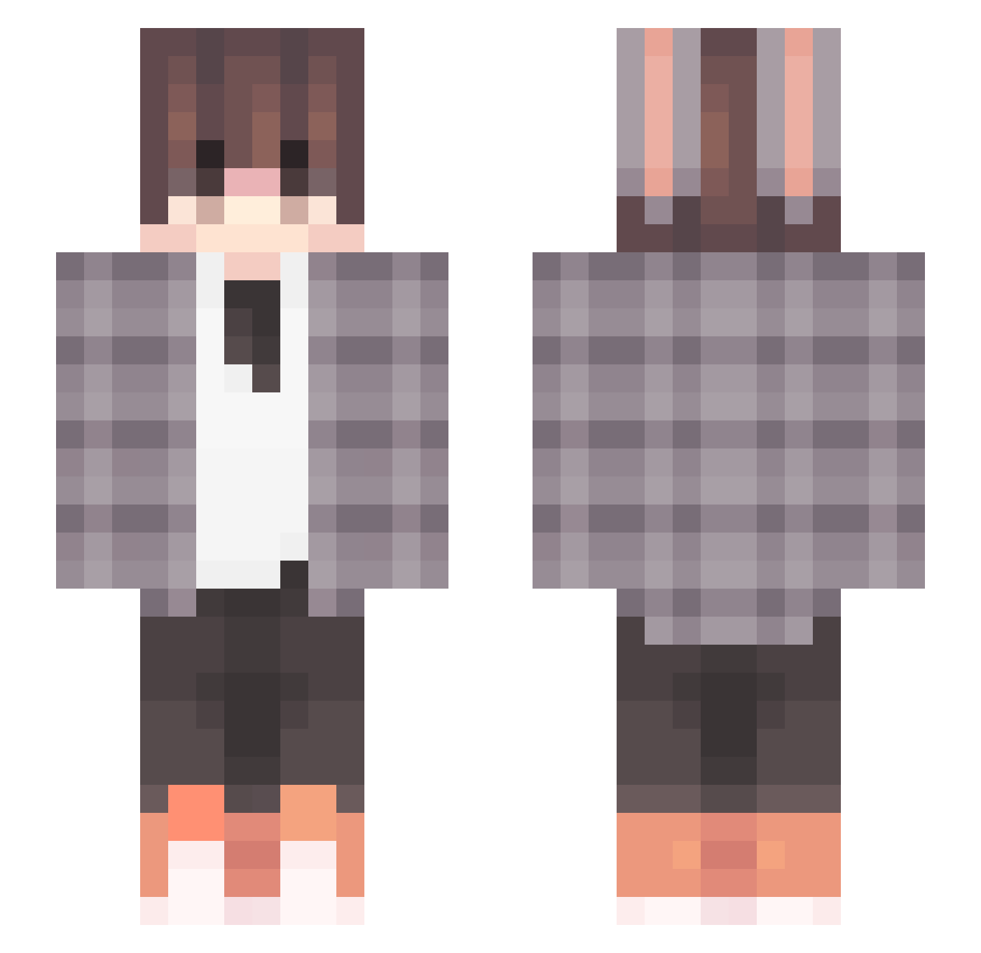 Xovl Minecraft skin, front and back view
