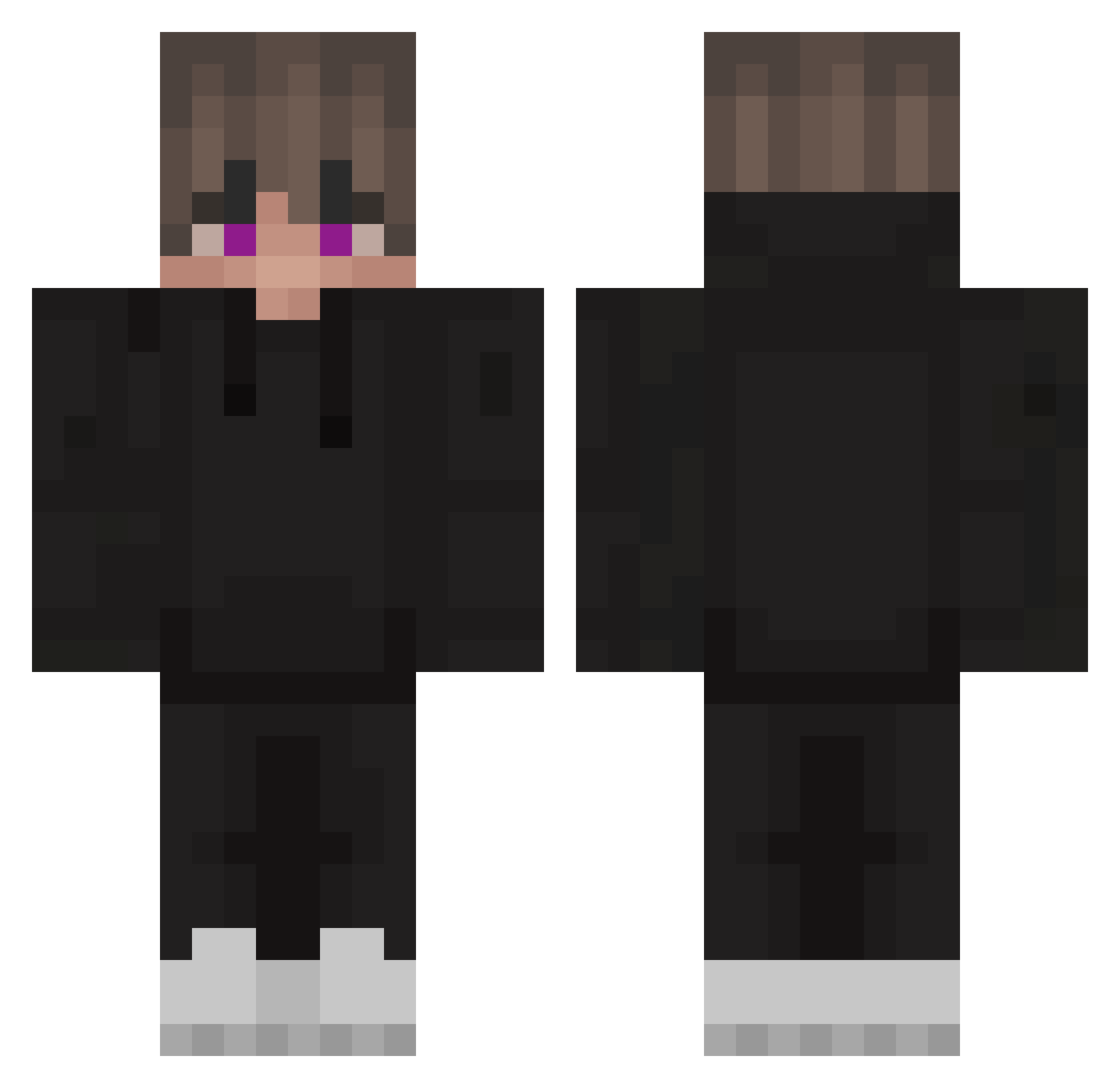 qw7z Minecraft skin, front and back view