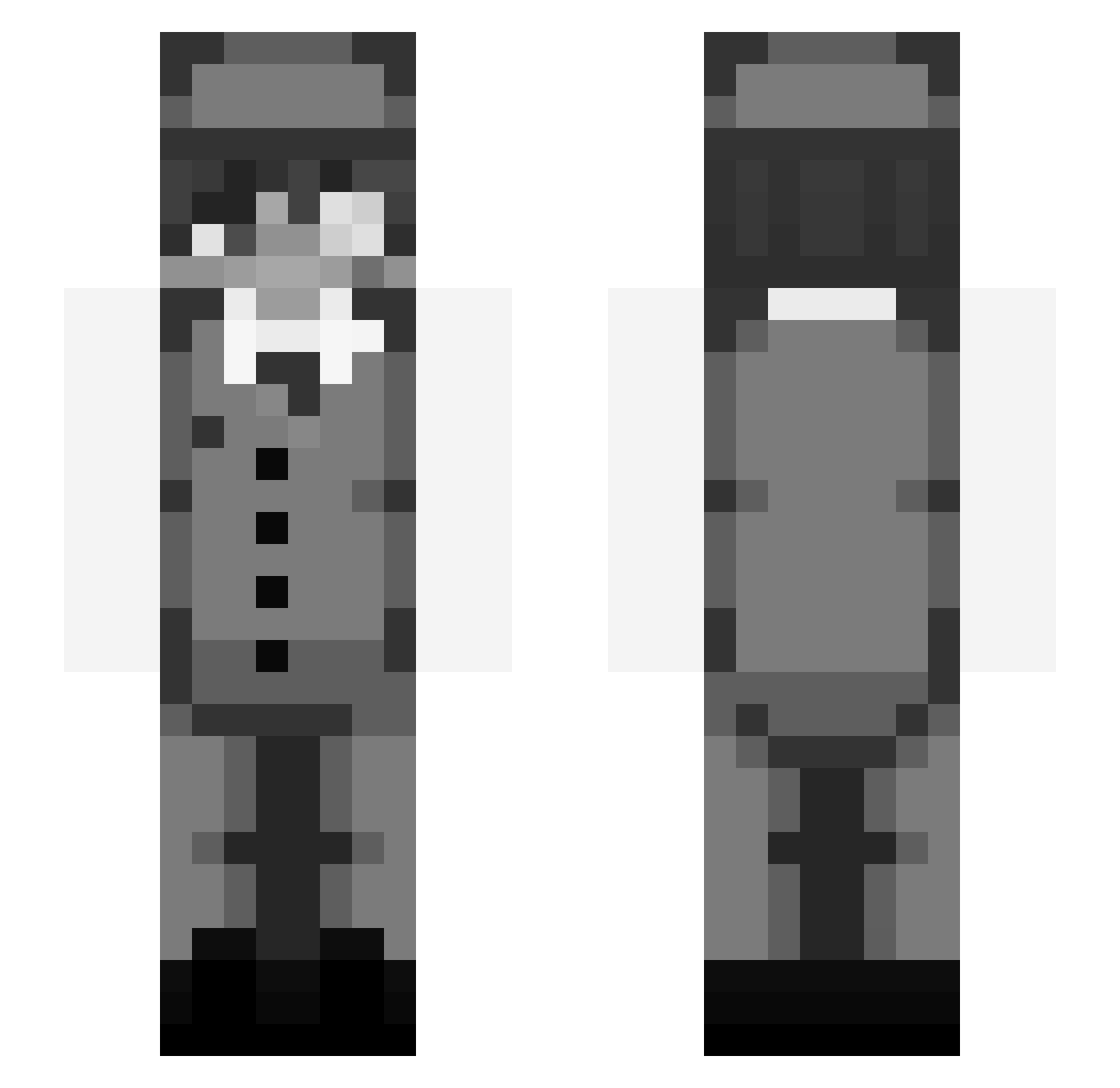 sexualassaulter Minecraft skin, front and back view