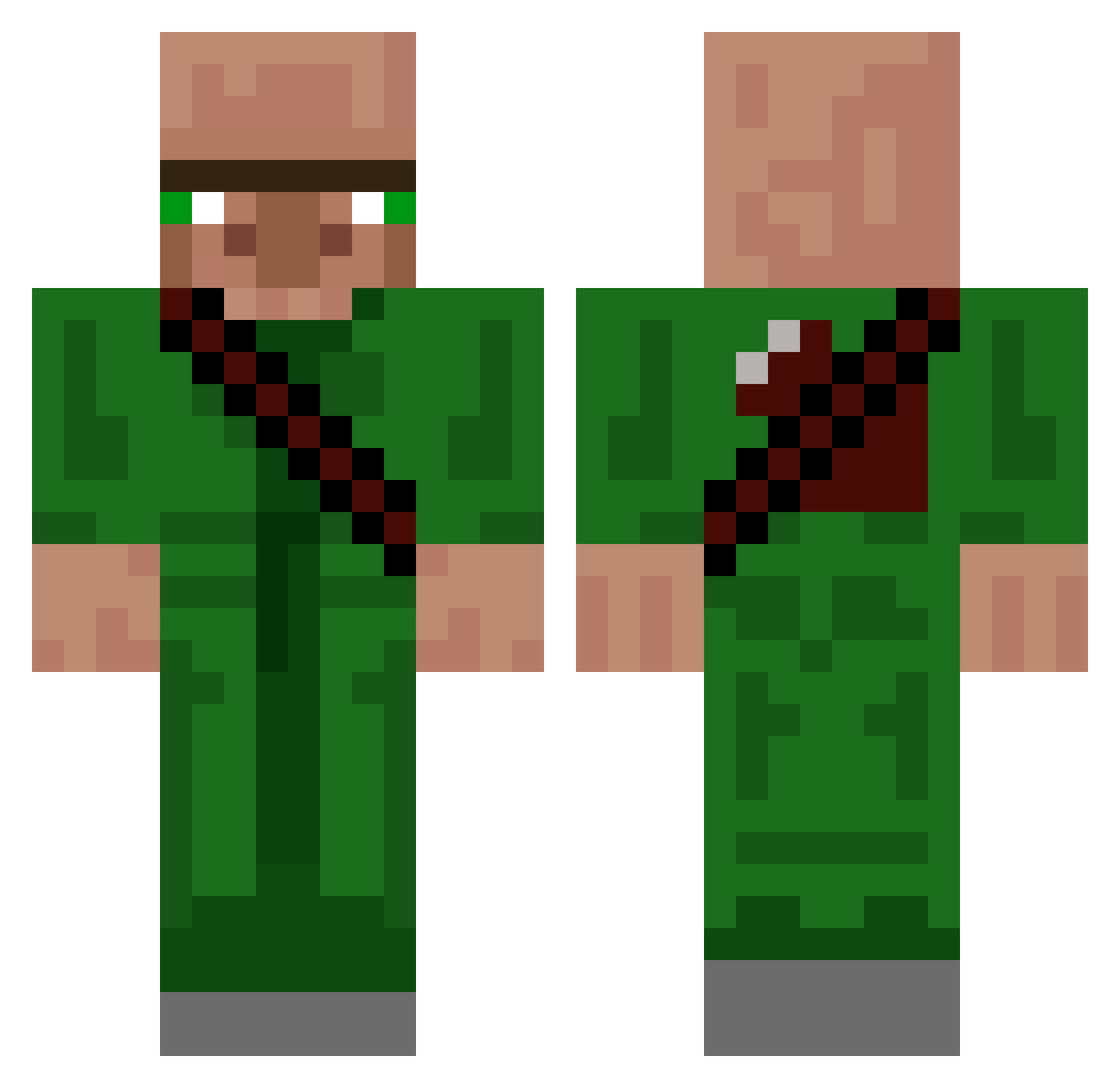 MrKBDH Minecraft skin, front and back view