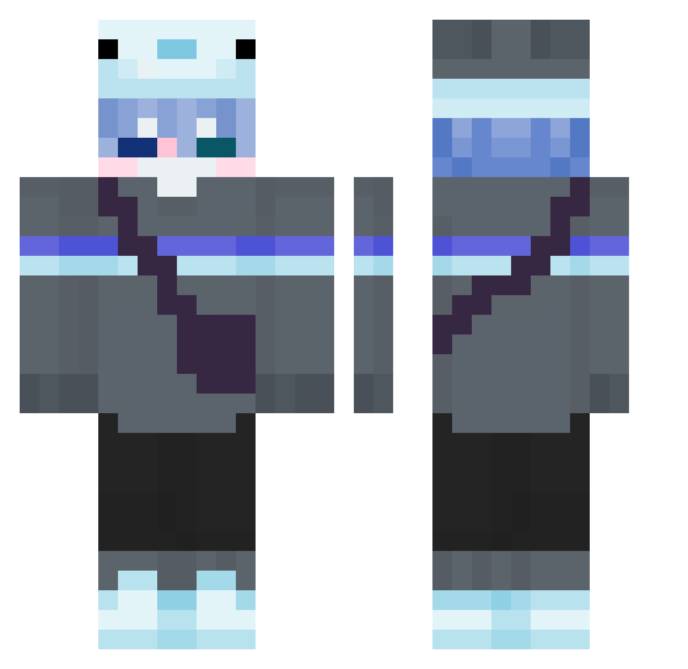 Axolotle1f Minecraft skin, front and back view