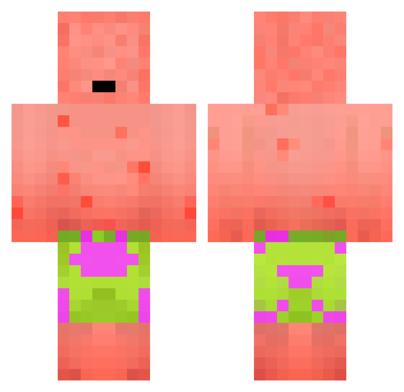Laaaazy Minecraft skin, front and back view