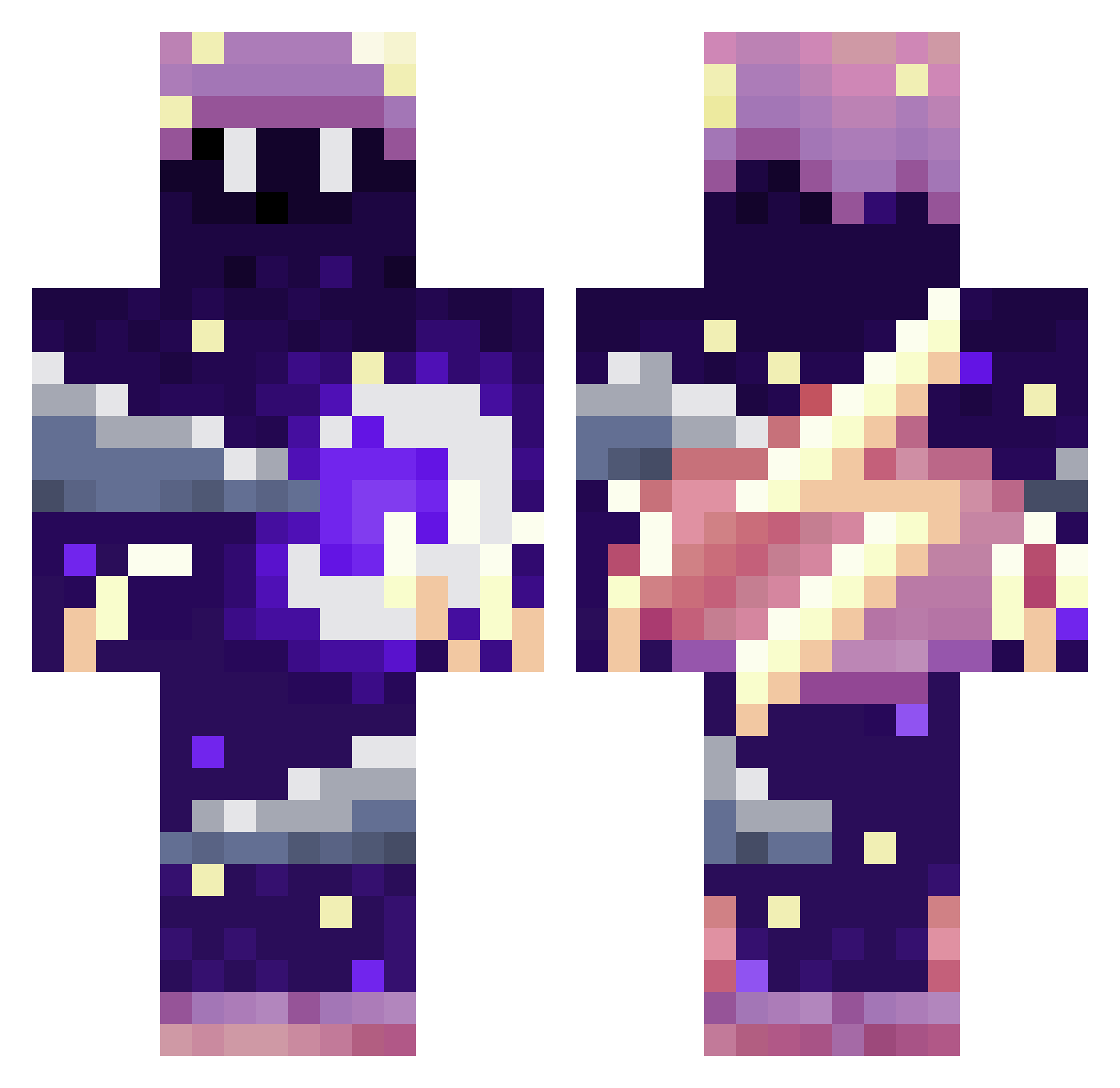 Overthrowing Minecraft skin, front and back view