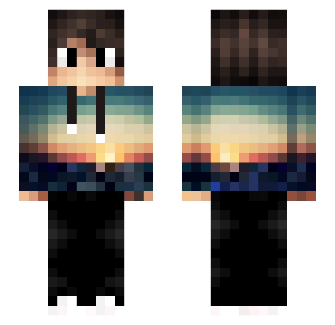 Sebi45 Minecraft skin, front and back view