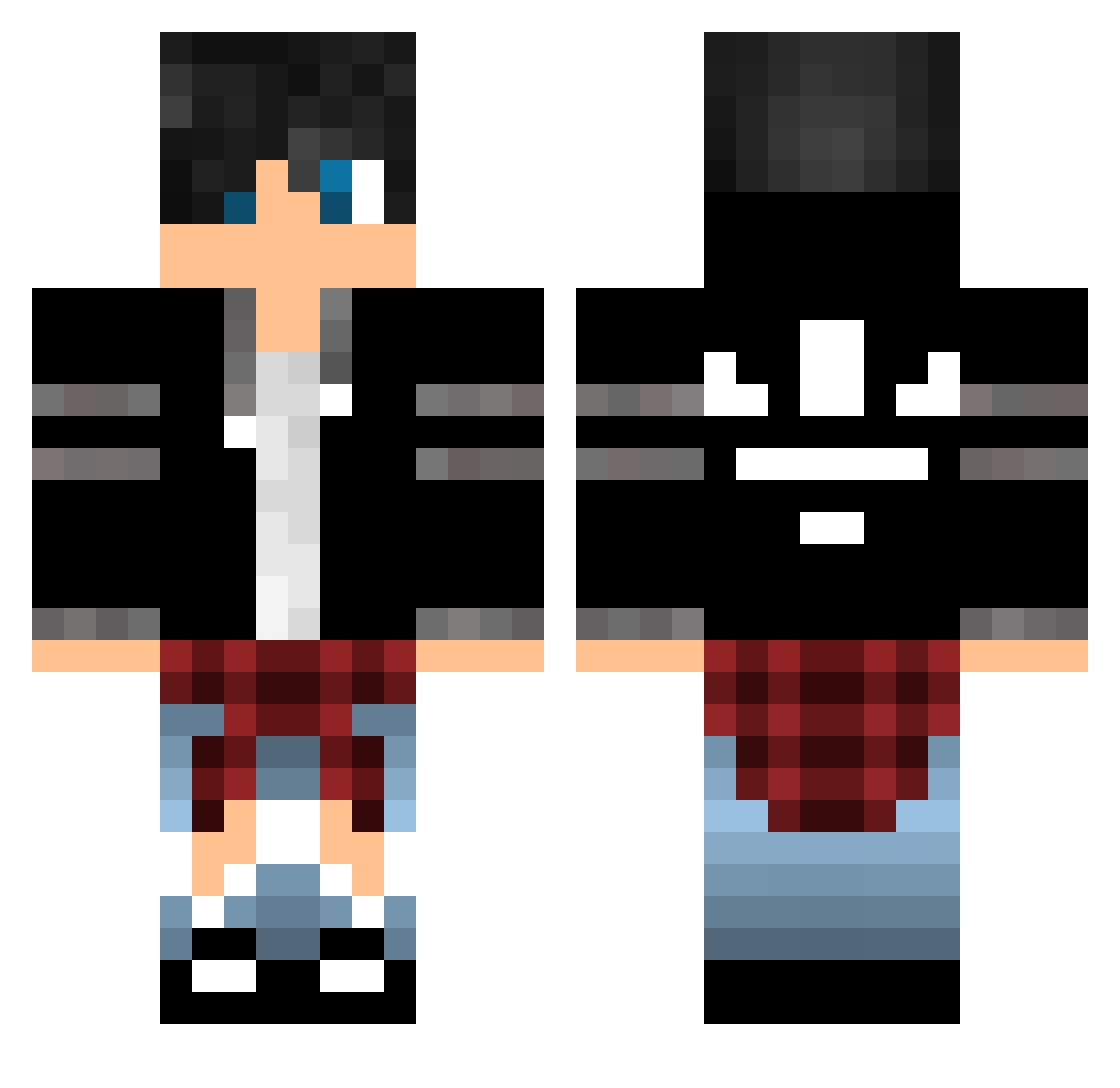 Ru1nz1 Minecraft skin, front and back view