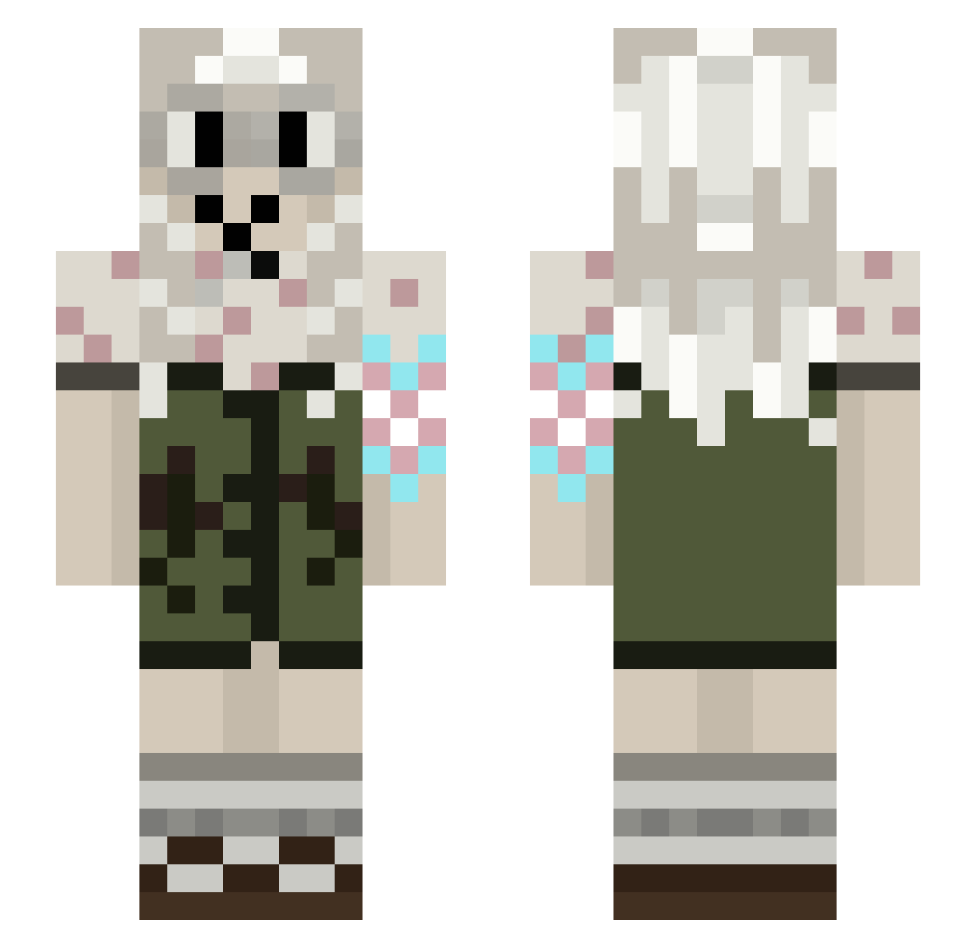 RunningSky Minecraft skin, front and back view