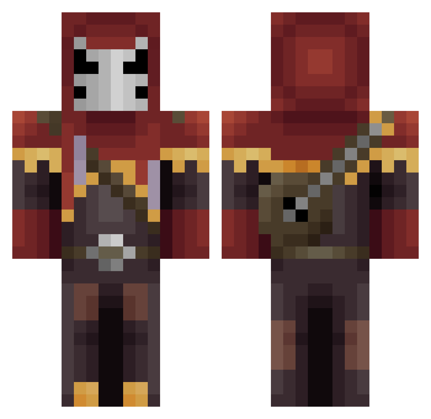 MisterDD Minecraft skin, front and back view