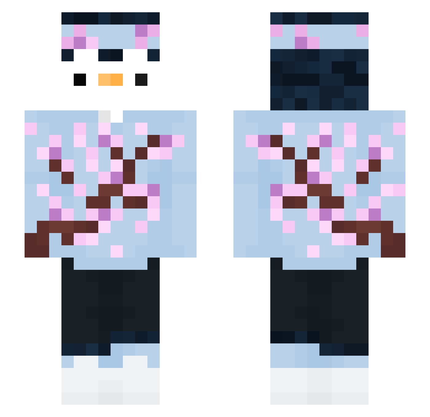 Aejoostxd Minecraft skin, front and back view