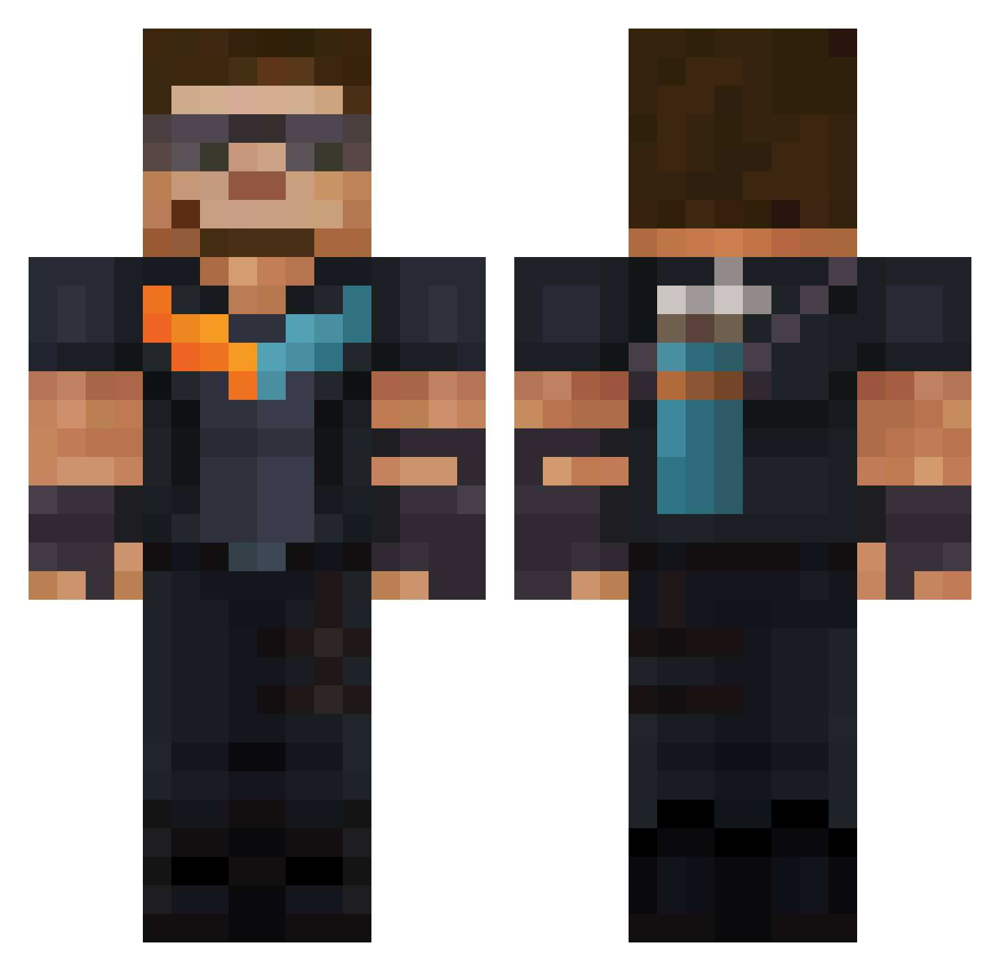 Susususman Minecraft skin, front and back view