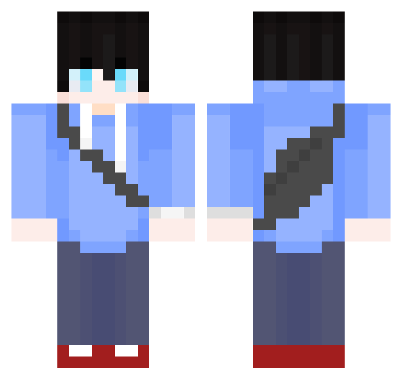 Aporosa Minecraft skin, front and back view