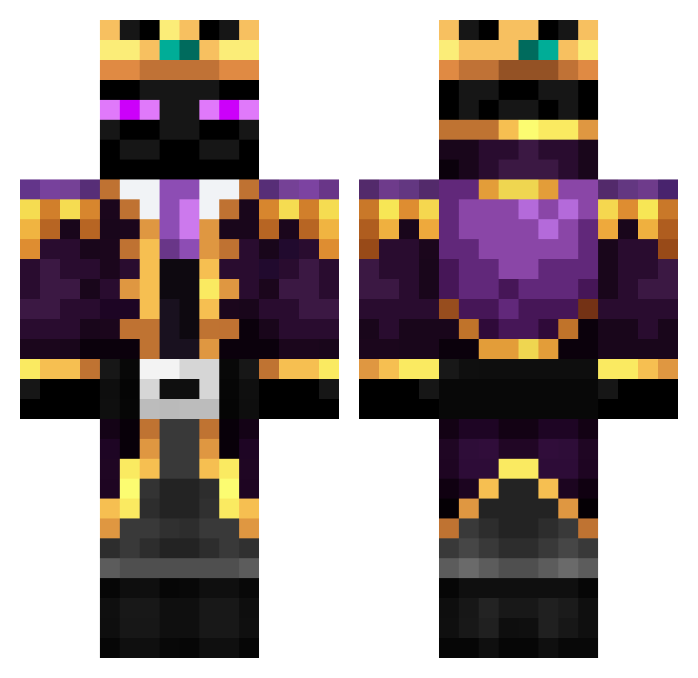XZYENDERMAN Minecraft skin, front and back view