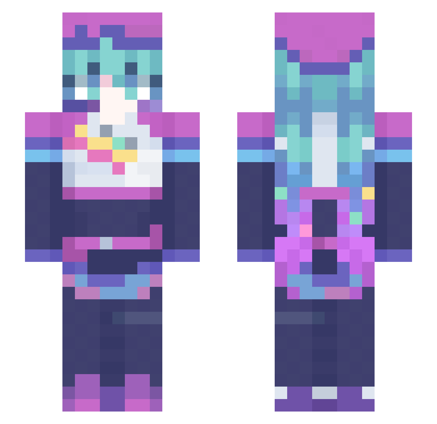 SumCraftyBoi Minecraft skin, front and back view