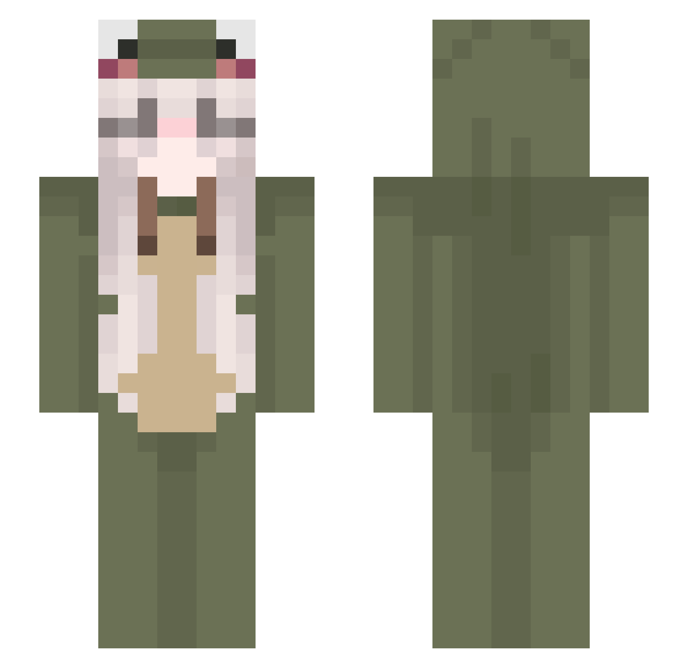 Planation Minecraft skin, front and back view