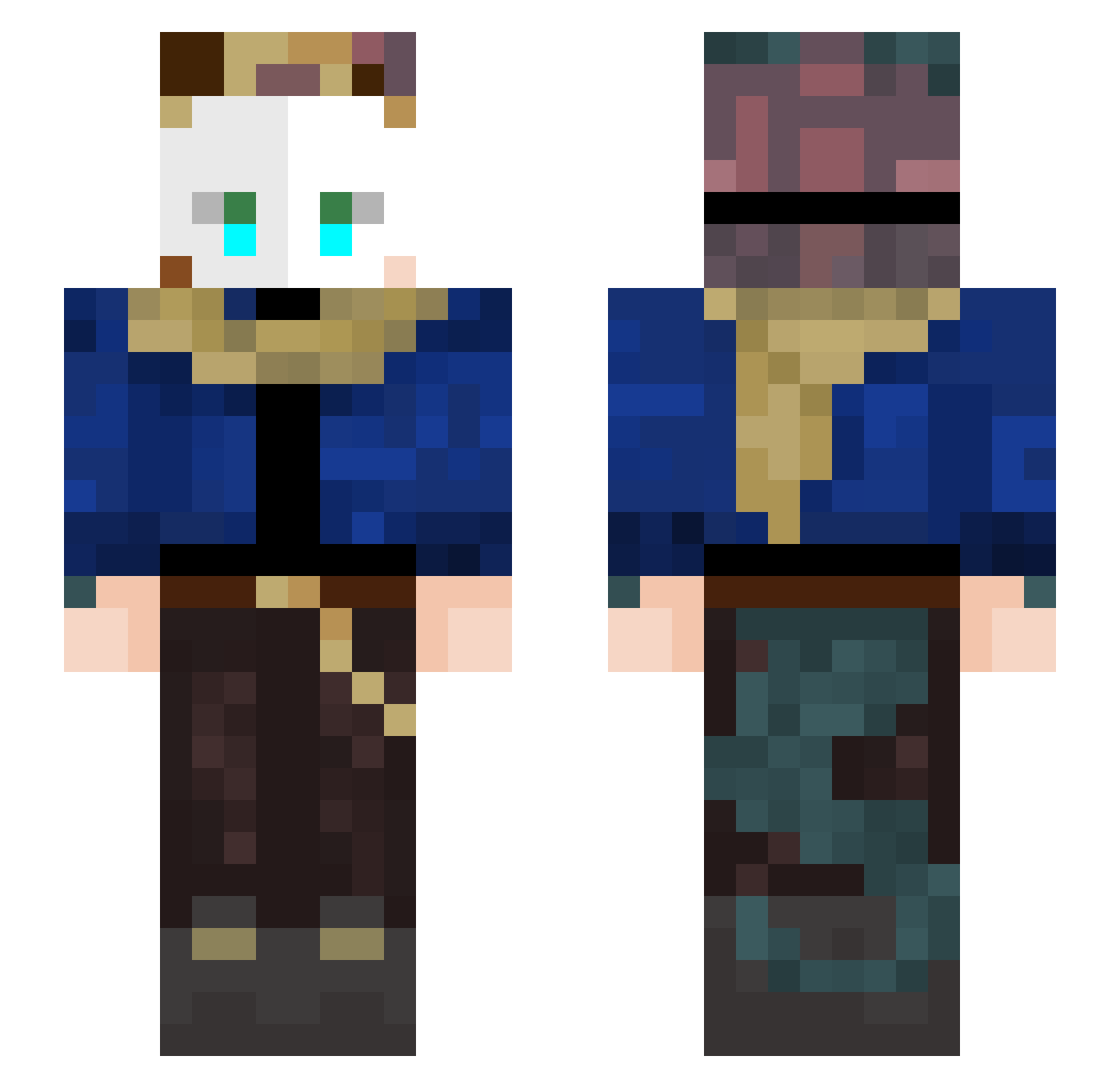 Royxl_Blue Minecraft skin, front and back view