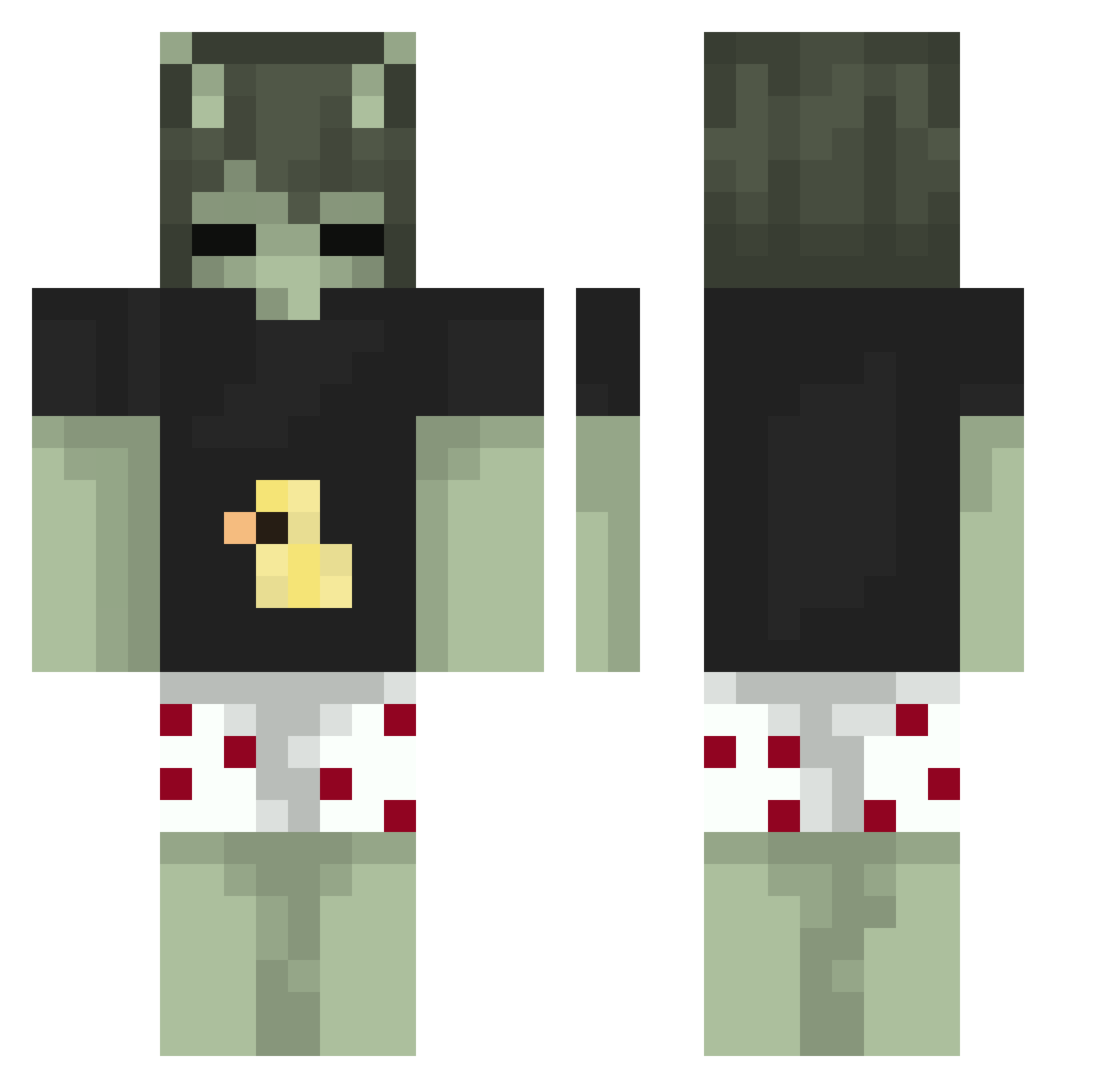 Xxsmiles Minecraft skin, front and back view