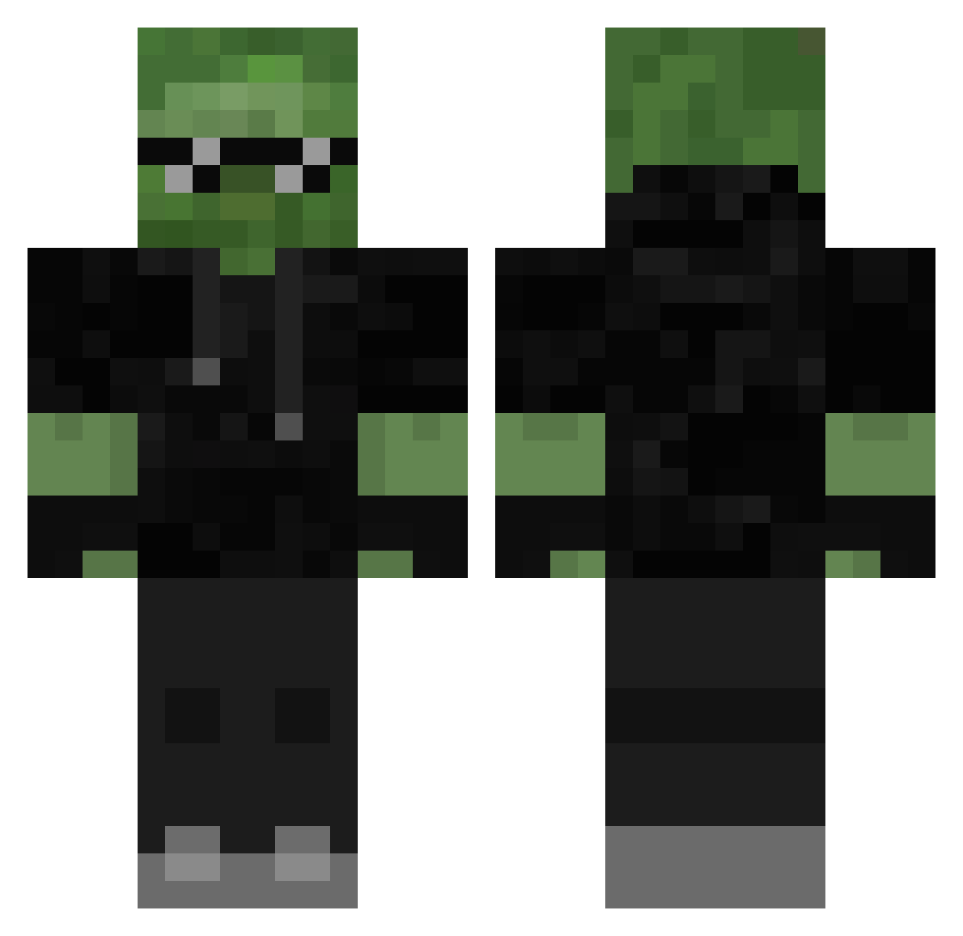 dominantful Minecraft skin, front and back view