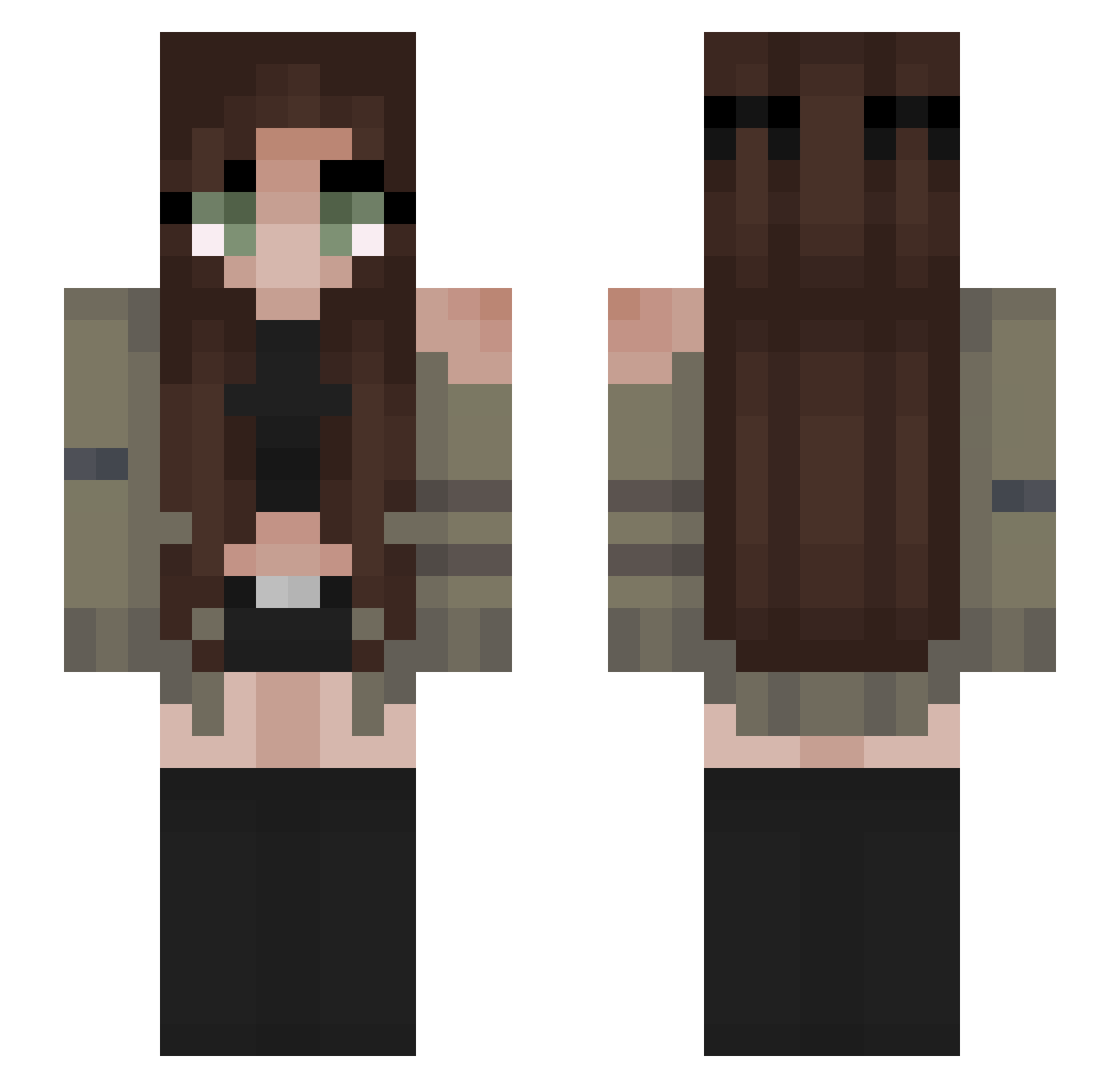 jimizis Minecraft skin, front and back view