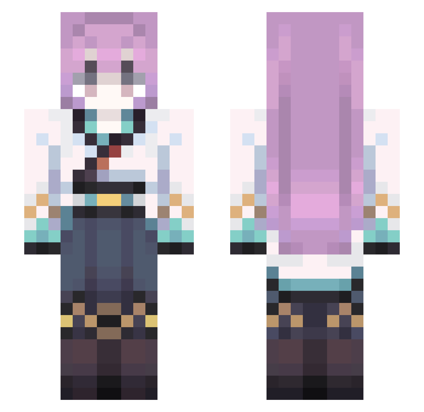 w0sker Minecraft skin, front and back view