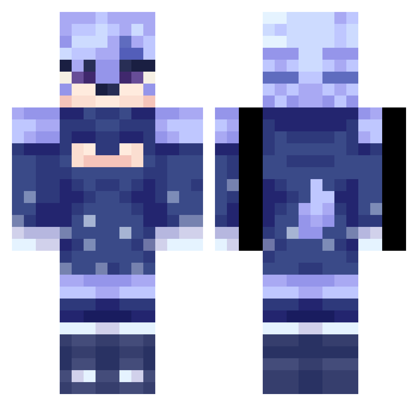 Cadeypop Minecraft skin, front and back view