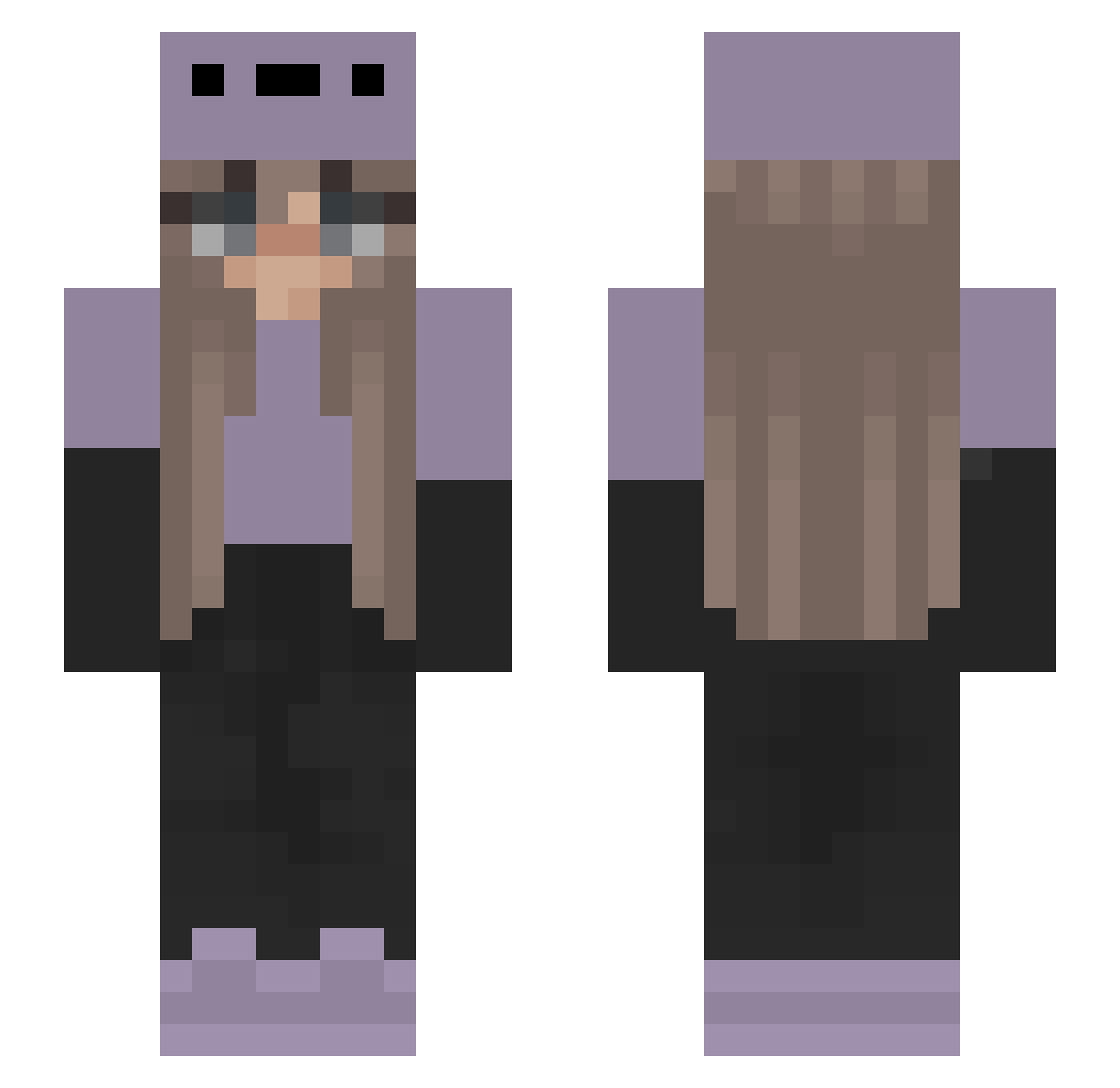 OldEmc Minecraft skin, front and back view