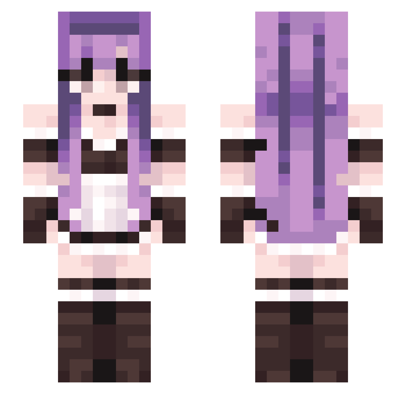 Zymome Minecraft skin, front and back view