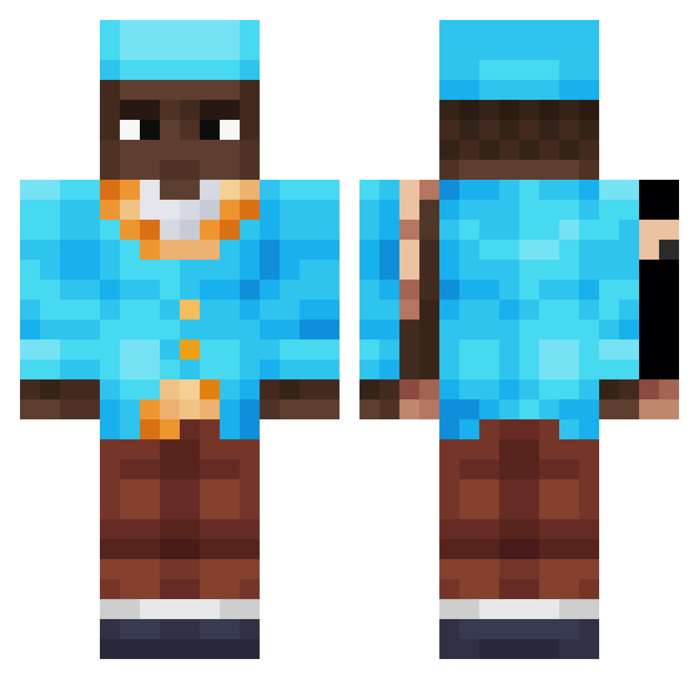 WorldOfEverythin Minecraft skin, front and back view