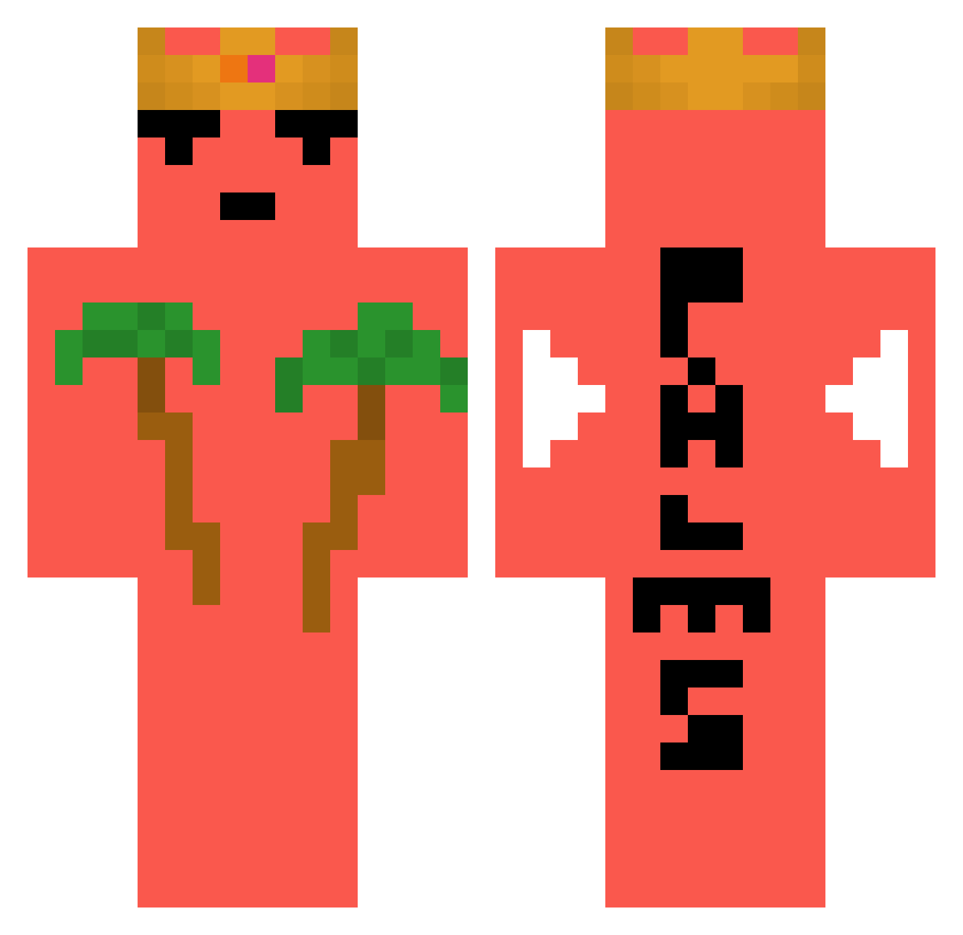 PalmsYT Minecraft skin, front and back view