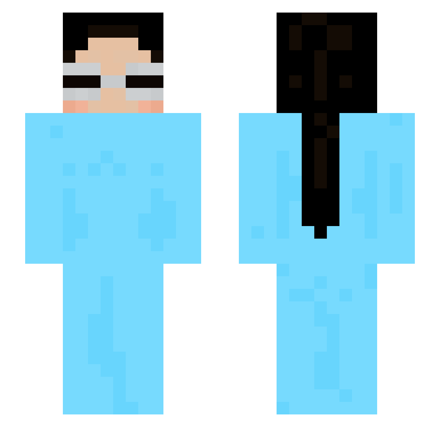 Woitai Minecraft skin, front and back view