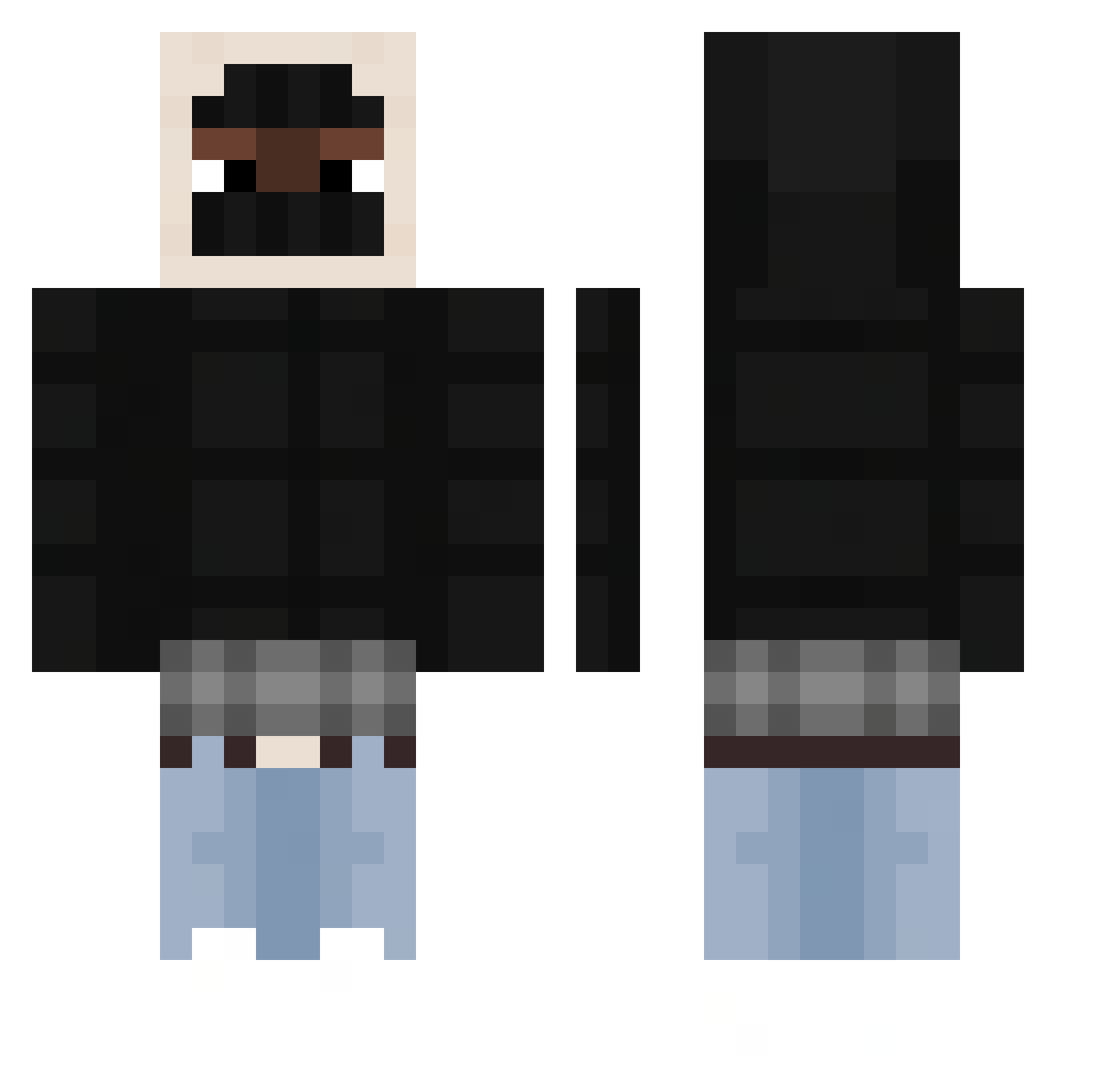 yourgyat Minecraft skin, front and back view