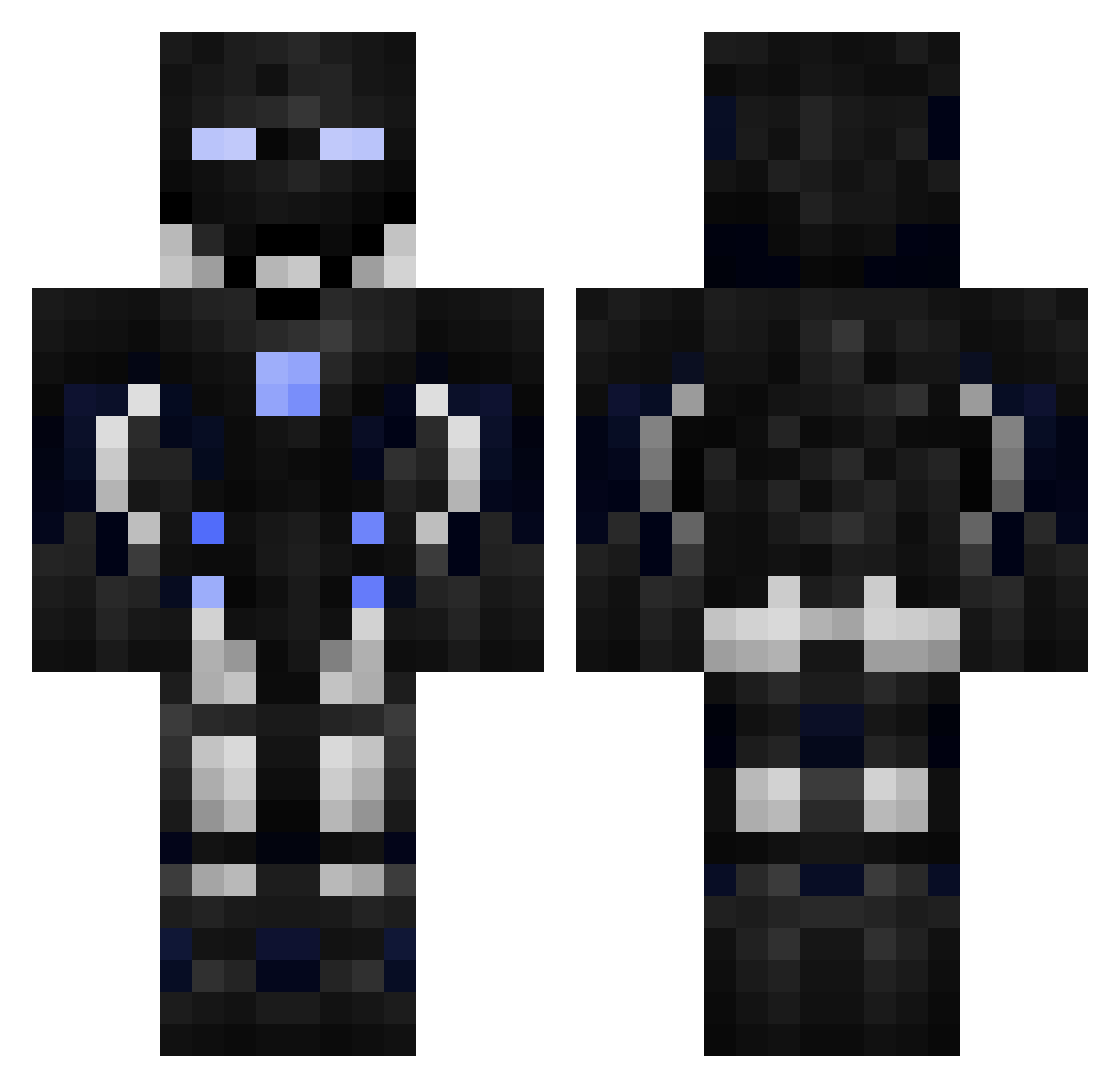codefendant Minecraft skin, front and back view