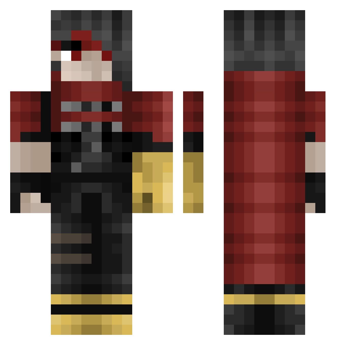 cristate Minecraft skin, front and back view