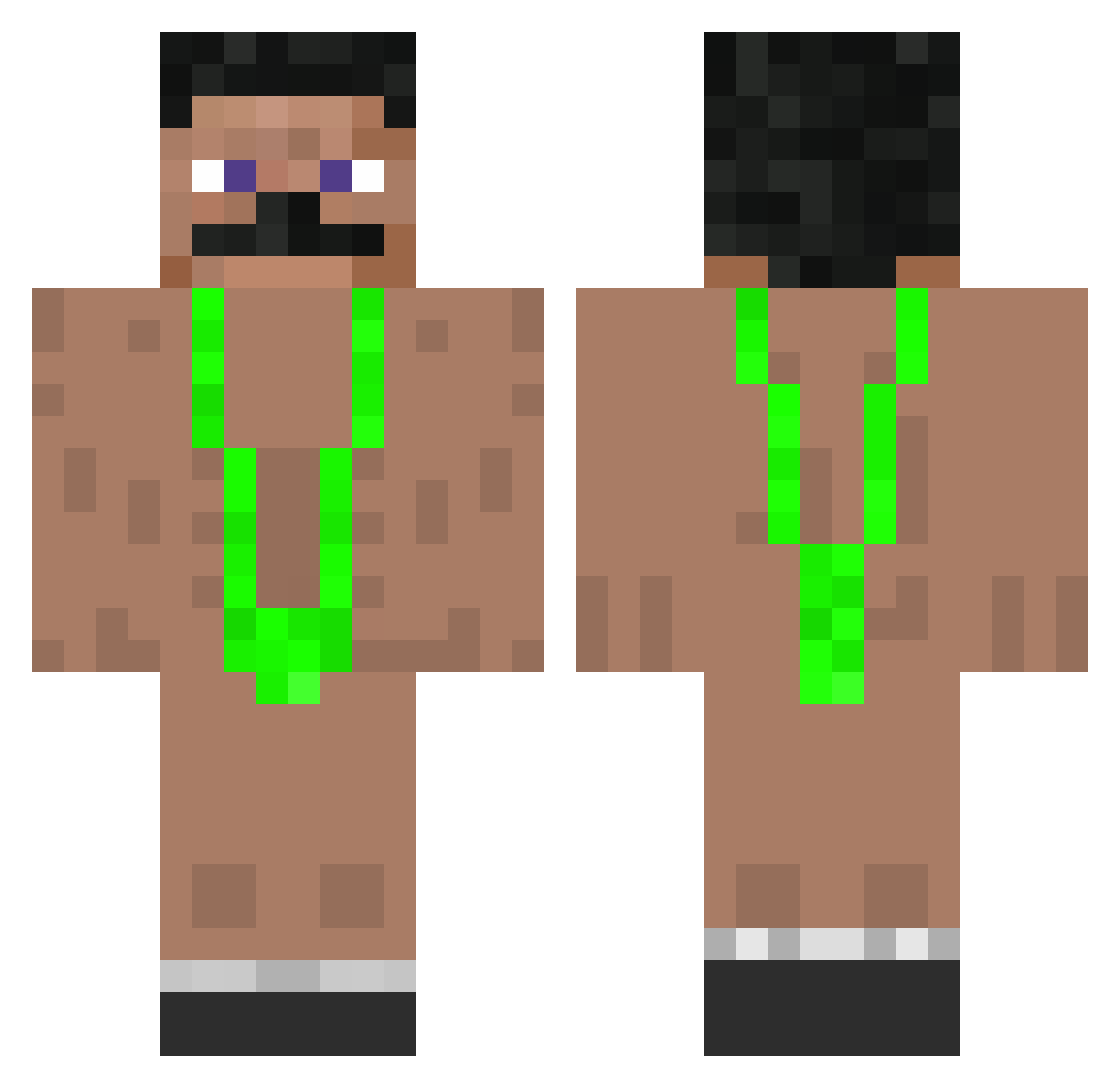 DamonPendragon Minecraft skin, front and back view