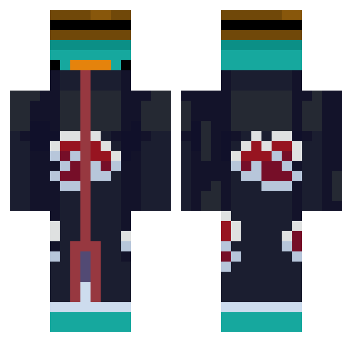 FGwater2 Minecraft skin, front and back view